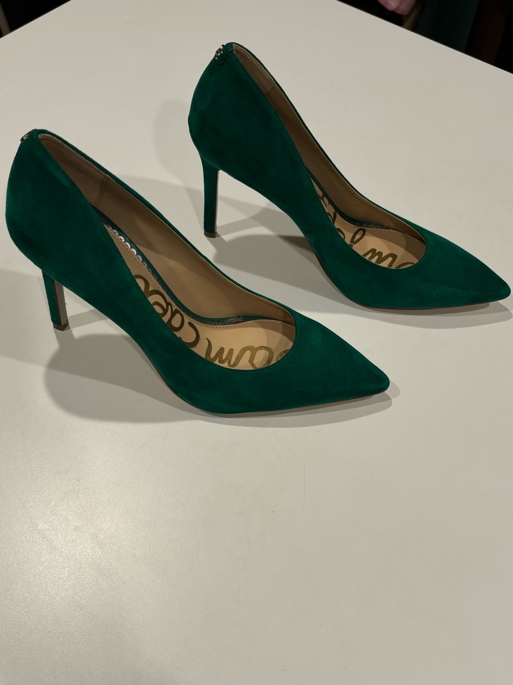 Sam Edelman Hazel Pointed Toe Heels Suede Emerald Green RARE Womens 8.5 Holidays - Picture 11 of 15